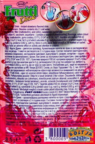 Frutti Drink Eper ízesítésű cukormentes Italpor 8,5g