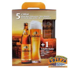   Schöfferhofer Német Világos Búzasörválogatás 5x0,5l PDD+pohár DRS