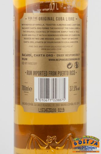 Bacardi Carta Oro Gold Rum 0,7l / 37,5%