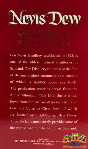 Nevis Dew Special Reserve Blended Scotch Whisky 0,7l / 40% PDD