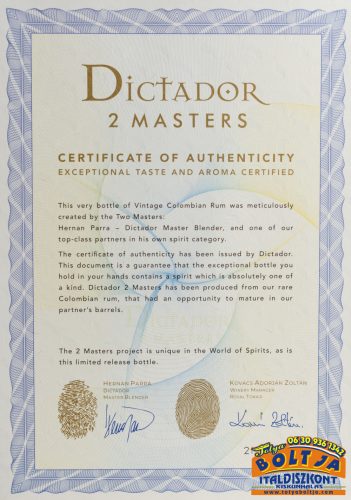 Dictador 2 Masters Royal Tokaji 0,7l / 46,2% Díszdoboz