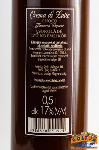 Crema di Latte Csokoládé ízű krémlikőr 0,5l / 17%