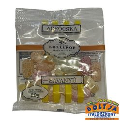 The Lollipop Aprócska Savanyú Gyümölcs Ízű Keménycukorka 80g