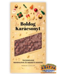Boldog Karácsonyt Feliratú Tejcsokoládé Mandulával, Amaretti Keksszel 100g Boldog Karácsonyt Feliratú Tejcsokoládé Mandulával, Amaretti Keksszel 100g
