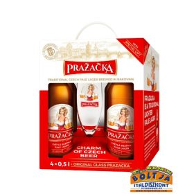 Prazaczka Cseh Világos Sör 4x0,5l PDD+pohár